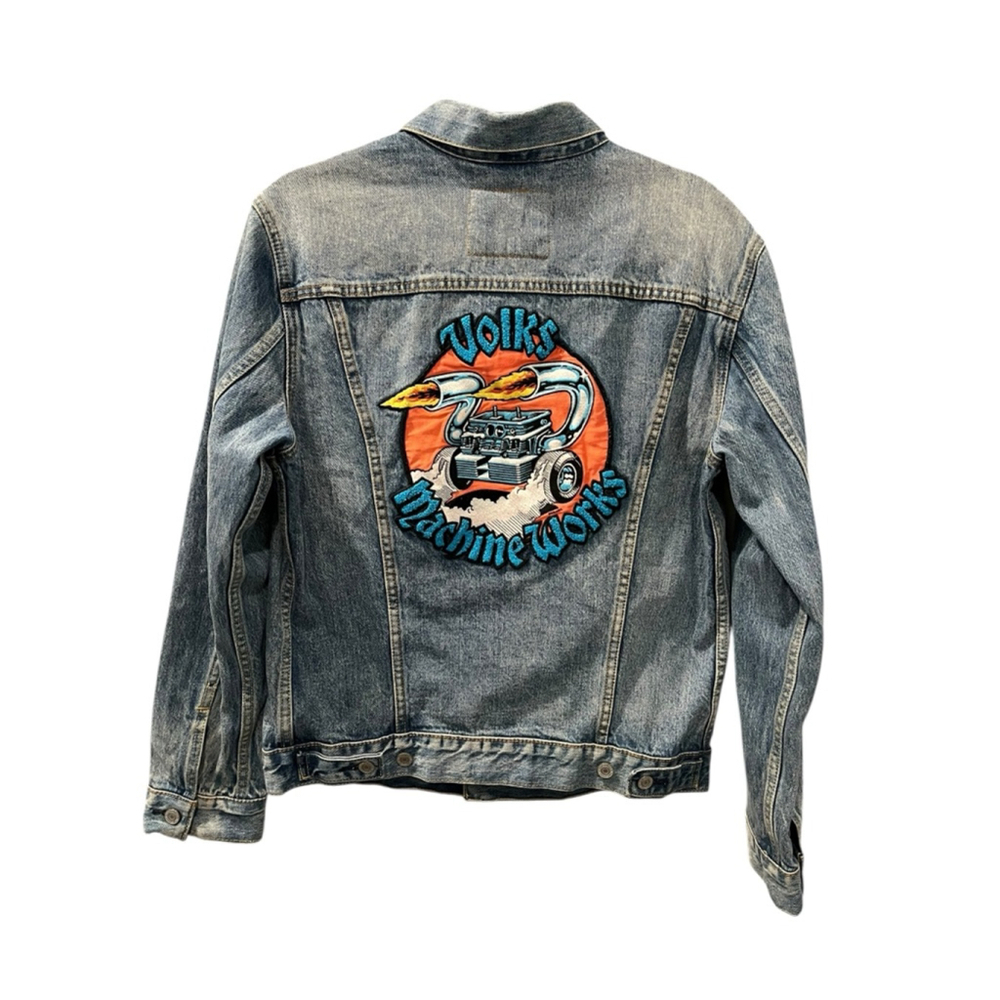 Levi's x Jim Phillips Volks Machine Works Denim Trucker Jacket Sz Med Embroidery